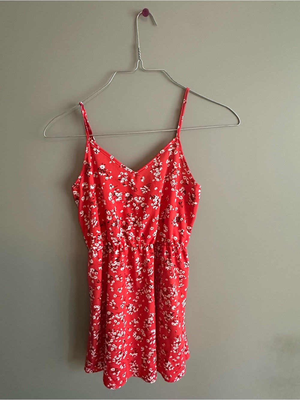 Red Floral Spaghetti Strap Sundress